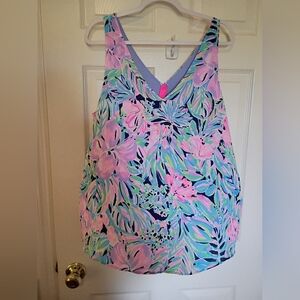 Lilly Pulitzer Tropical Pink and Blue Tank Top